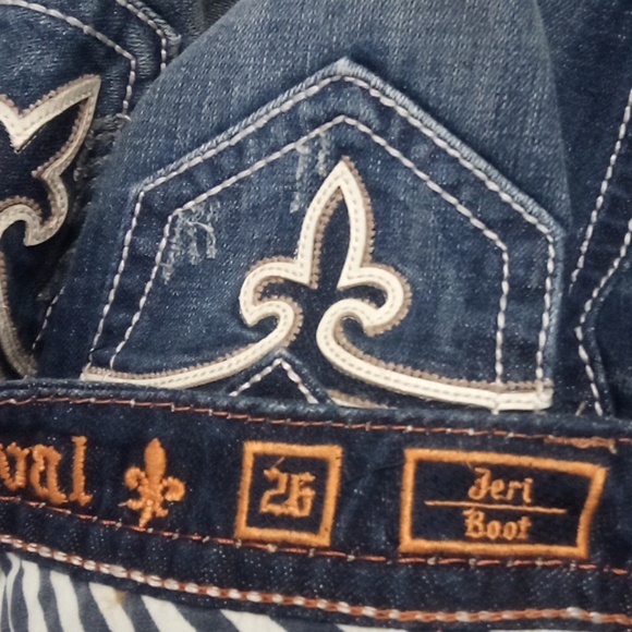 Rock Revival Women's 26 Bootcut Jeri Faux Leather Flap Pockets Distressed NWT - Picture 7 of 13